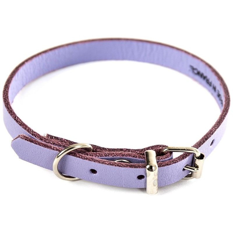 COLLIER CUIR 31-62CM BLEU
