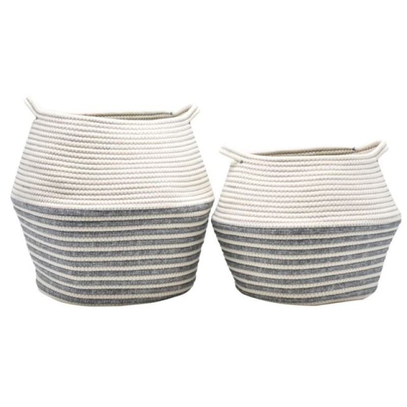 PANIER DXH 36X26 CM COTON BLANC GRIS