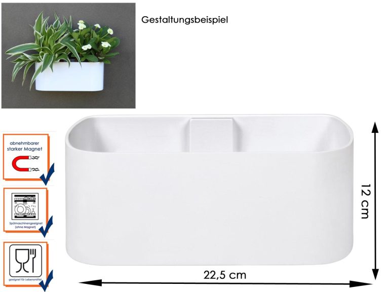 JARDINIERE AIMANTE 22CM BLANC