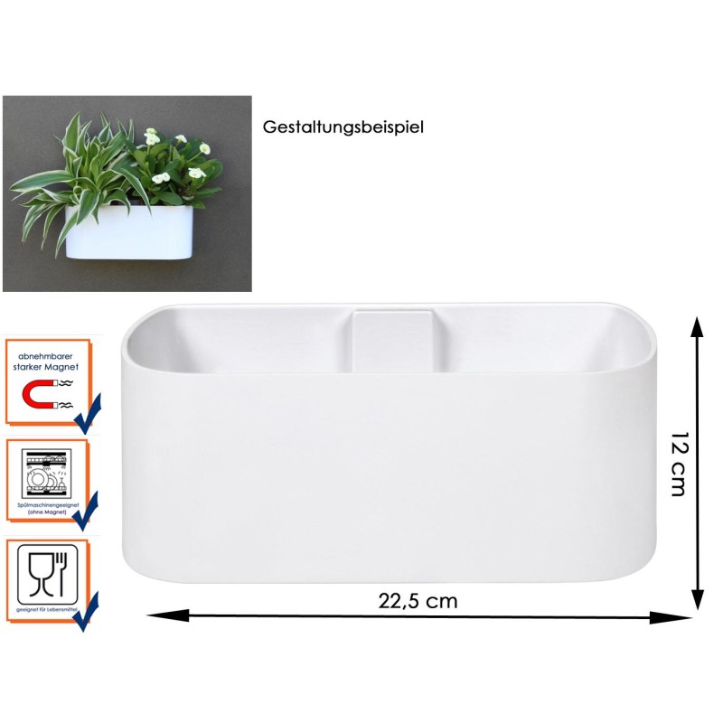 JARDINIERE AIMANTE 22CM BLANC