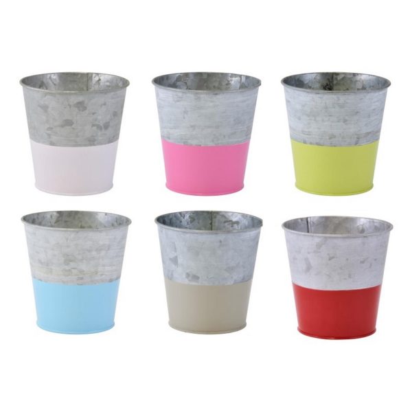 CACHE POT EN ZINC BUCOLIQUE ROSE D6CM