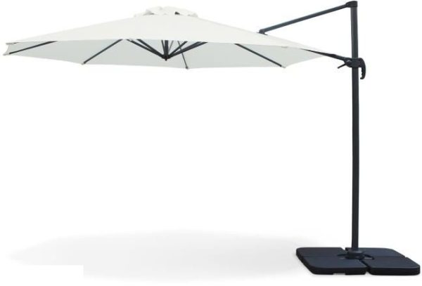 PARASOL EXCENTRE ALU DIAM 3 5M ECRU DELUXE + HOUS