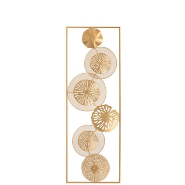 DECO MURALE FLEUR CERCLE METAL OR 31X89X3 CM