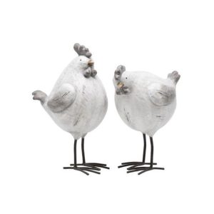 POULE/COQ GRIS POLYSTONE 28X22X39