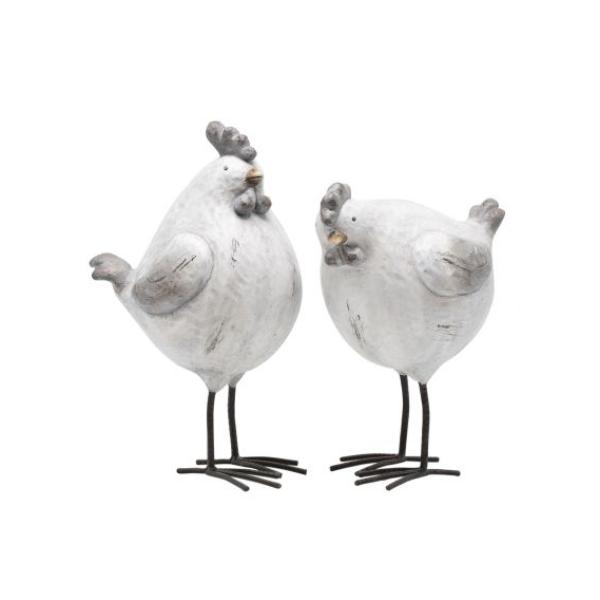 POULE/COQ GRIS POLYSTONE 28X22X39