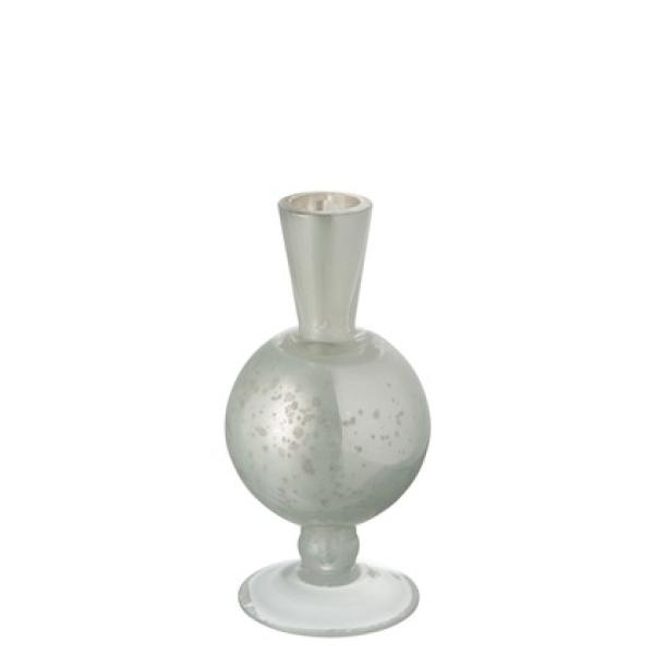 VASE VERRE BLANC NACRE 9X9X16CM