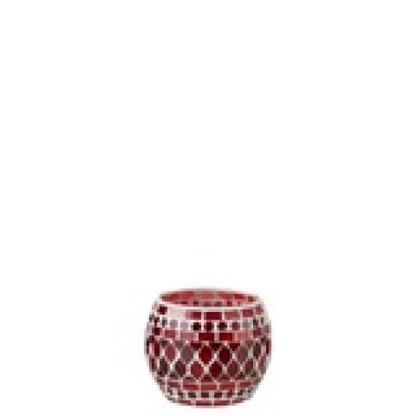 PHOTOPHORE MOSAIQUE BOULE VERRE ROUGE ET BLANC