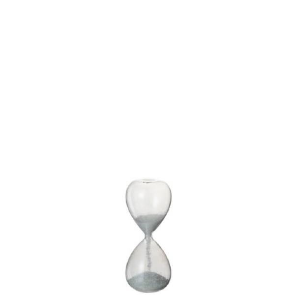 SABLIER PERLES VERRE BLANC XS 7X7X16.5 CM