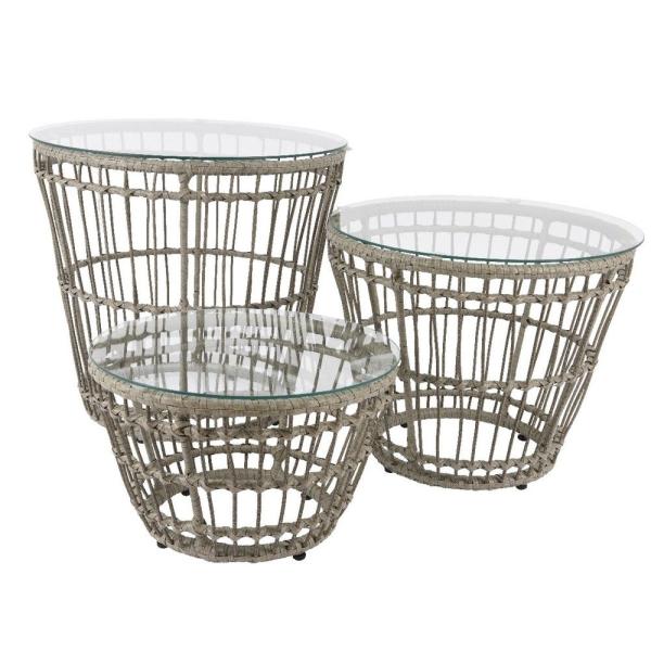 TABLE FER OSIER P/EXT GRIS D60X55CM
