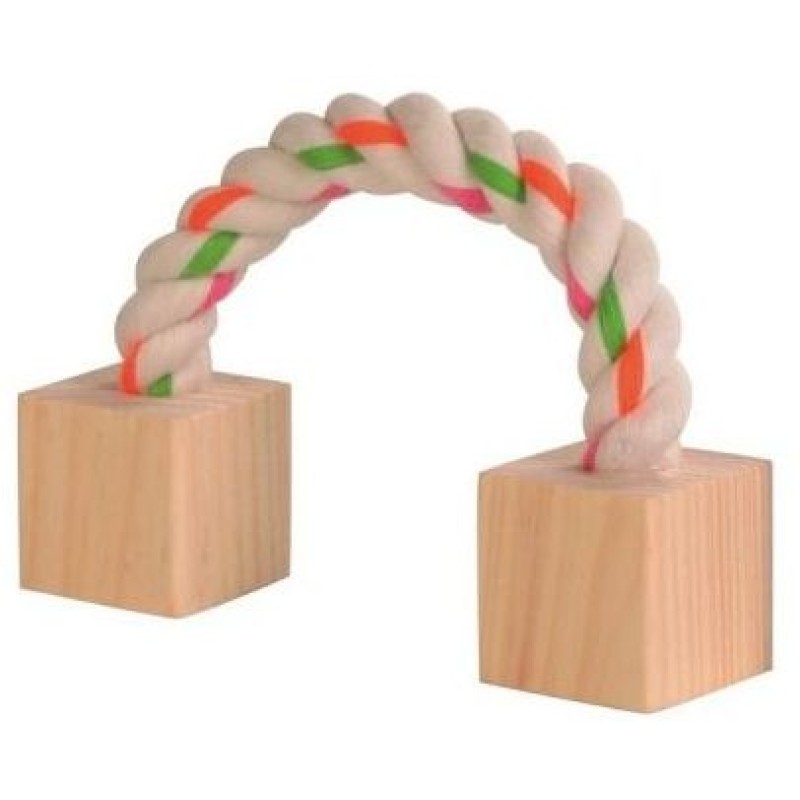 JOUET RONGEURS BLOC BOIS/CORDE 20CM