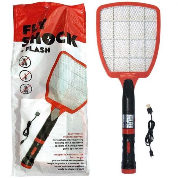 RAQUETTE ANTI INSECTES AVEC LAMPE DE POCHE