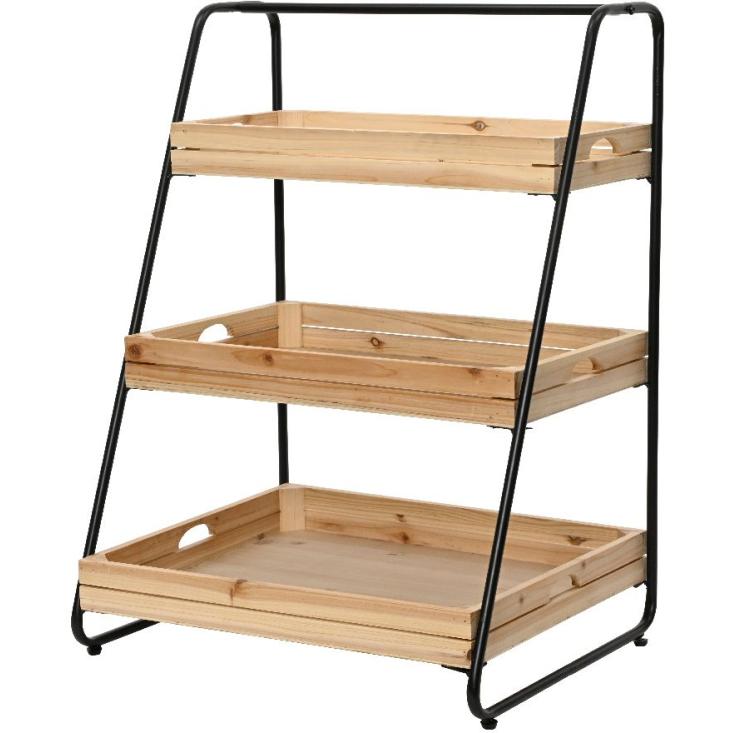 ETAGERE CACHE POT FER ET BOIS