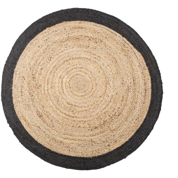 TAPIS JUTE BORD NOIR D120