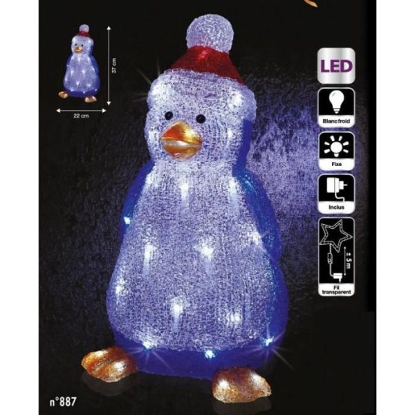 PINGOUIN LED ACRYLIC EXT 60CM 120 LED BLANC