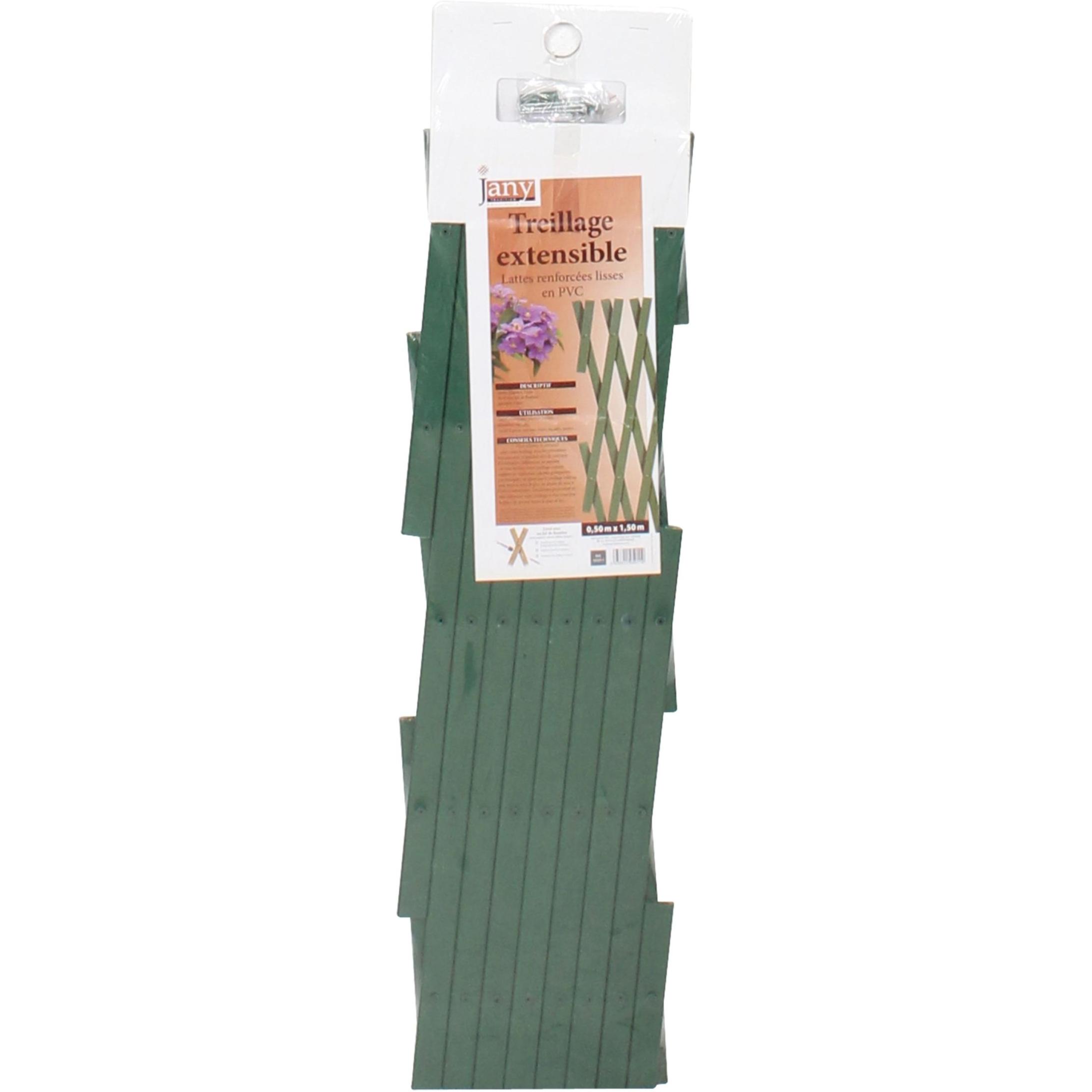 TREILLIS EXTENSIBLE PVC LATTES LISSE 1,5X0,5M VERT