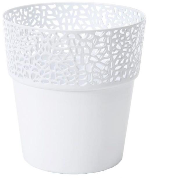 CACHE POT ROSA BLANC D13 H13.5 CM