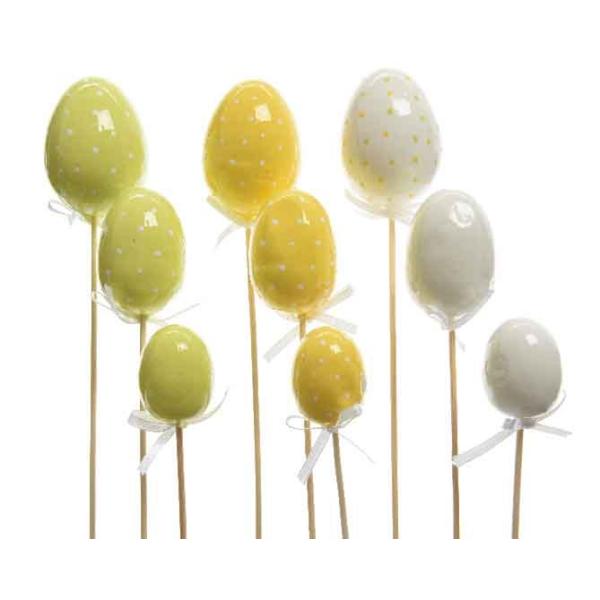 OEUF PAQUES PLASTIQUE SUR PIQUE 6CM X12