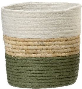 CACHE POT CORDE DE PAPIER VERT D14CM