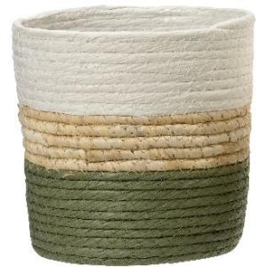 CACHE POT CORDE DE PAPIER VERT D12CM