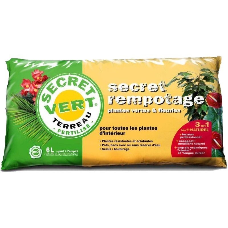 TERREAU REMPOTAGE PLANTES VERTES 6L
