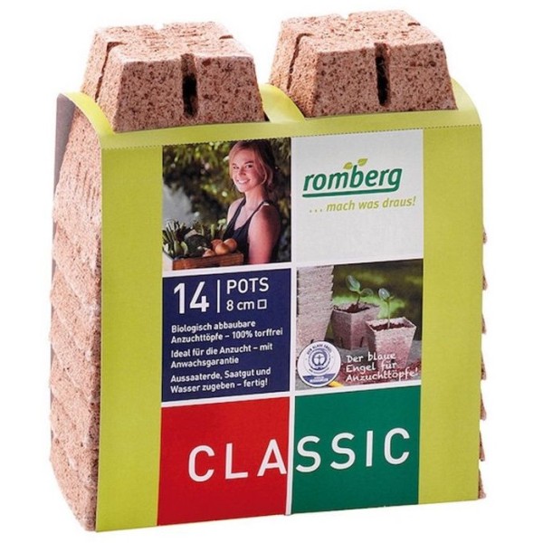 POTS BIODEGRADABLES CARRES 8CM X14