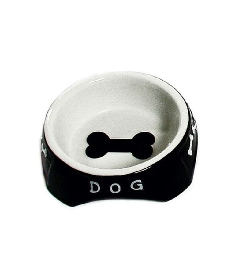 PLAT CHIEN CA 14 CM/400ML NOIR ET BLANC