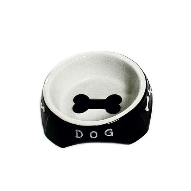 PLAT CHIEN CA 14 CM/400ML NOIR ET BLANC