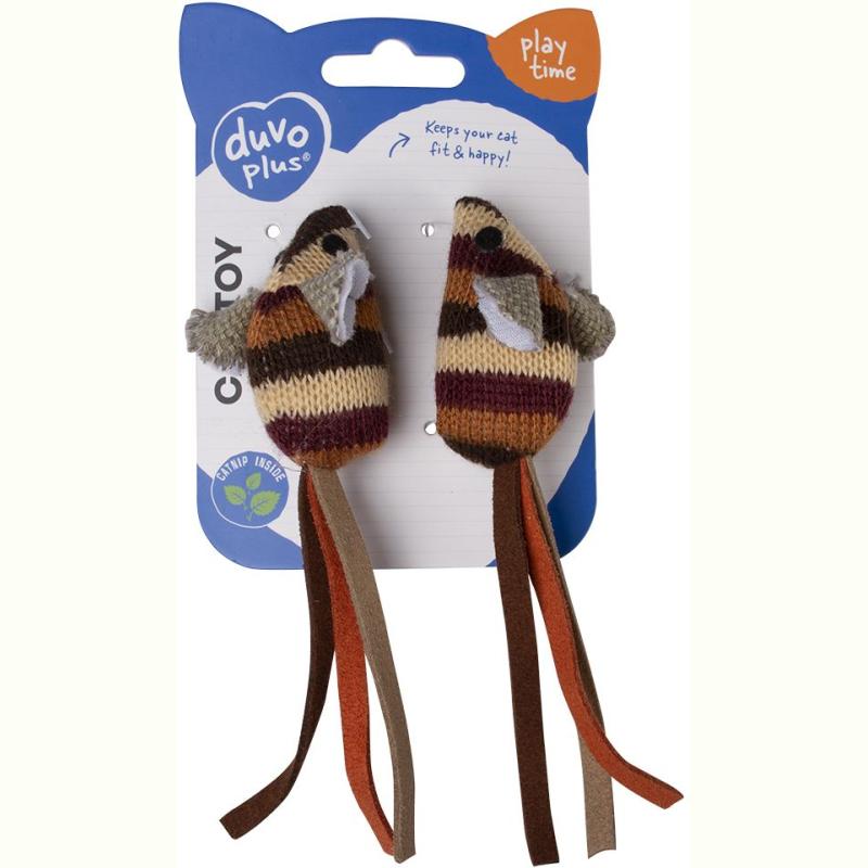 KNITTED SOURIS 13.5X4.5X2.5CM BRUN X2