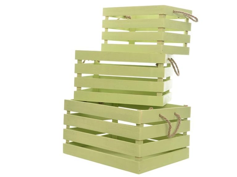 CAISSE CONTREPLAQUE AVEC ANSE VERT TILLEUL MM