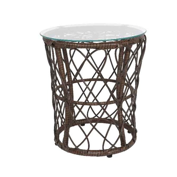 TABLE DECO MALLORCA EXT BRUN/BRUN MELE D40 H46CM