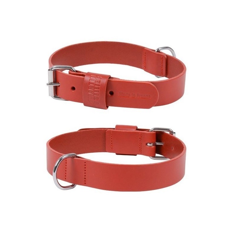 COLLIER CUIR 35/70 ROUGE