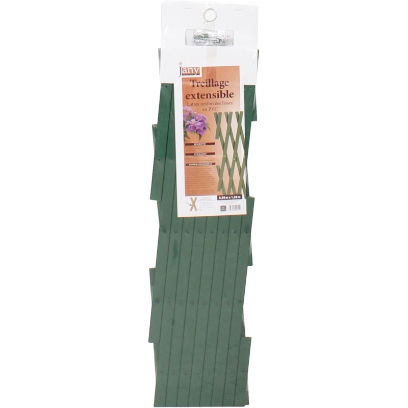TREILLIS EXTENSIBLE PVC LATTES LISSE 1,5X0,5M VERT