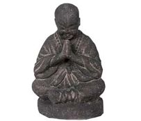 BOUDDHA SHAOLIN PRIANT NOIR PIERRE DE LAVE H25 CM