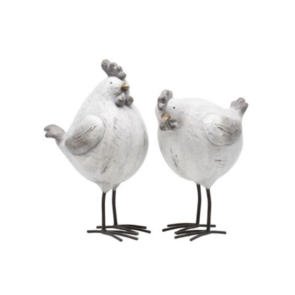 POULE/COQ GRIS POLYSTONE 28X22X39