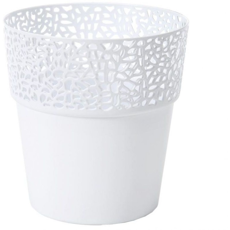 CACHE POT ROSA BLANC D13 H13.5 CM