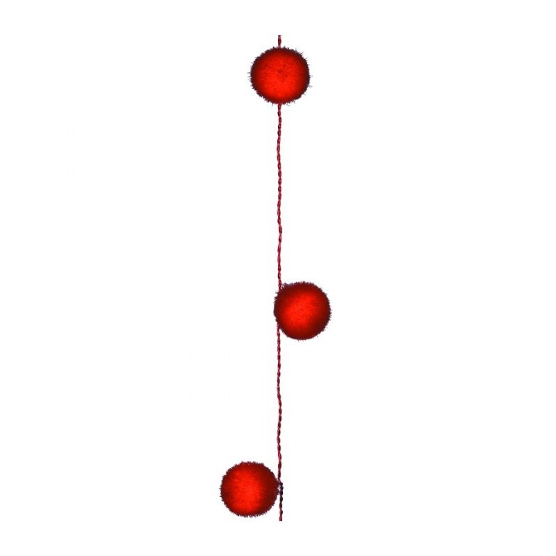 GUIRLANDE BOULE VELOUR ROUGE 3.40M 18 LED INT
