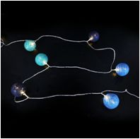 GUIRLANDE BOULE FIL COTON BLEU LED BLANC CHAUD