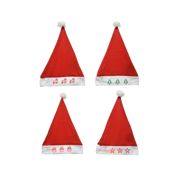 BONNET NOEL A LUMIERES 30X40CM ROUGE