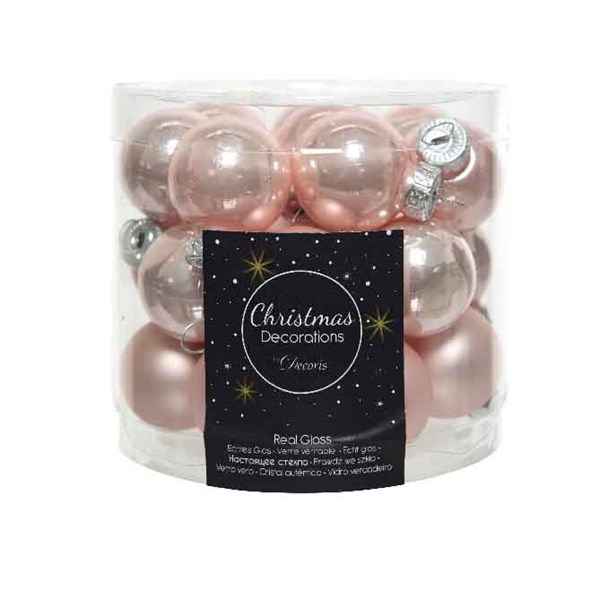 MINI BOULES EN VERRE EMAIL 25MM ROSE POUDRE