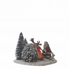 SANTA WITH CAMPFIRE WHITE