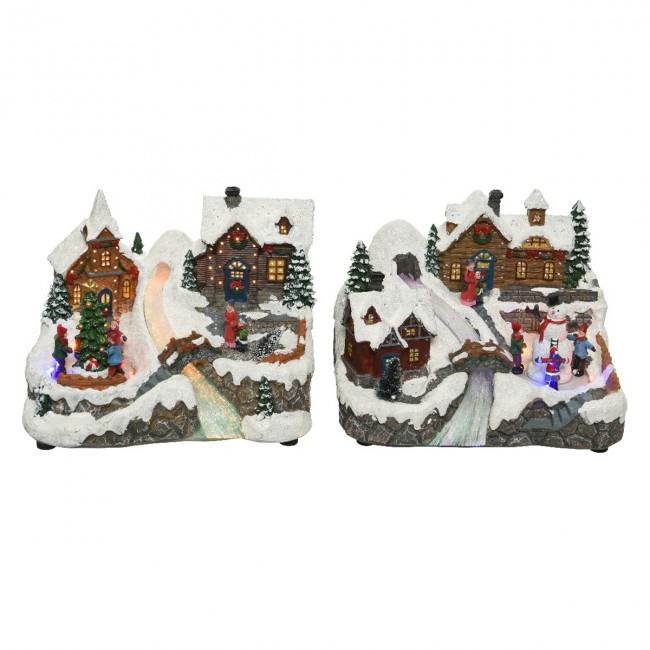 VILLAGE DE NOEL LED INT/PILE 24X21X19CM